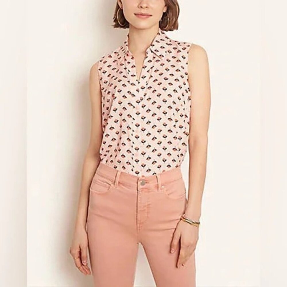 Brand New Ann Taylor Floral Sleeveless Essential Shirt, Size XS